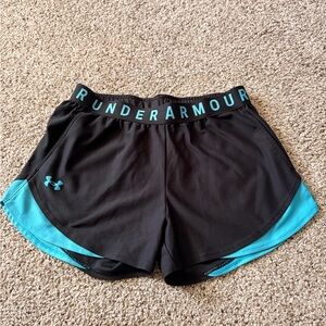 Under Armour Women's Black Shorts with Blue Trim